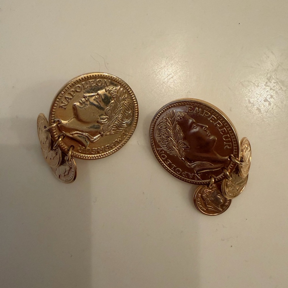 Vintage Gold Coin Clip Earrings